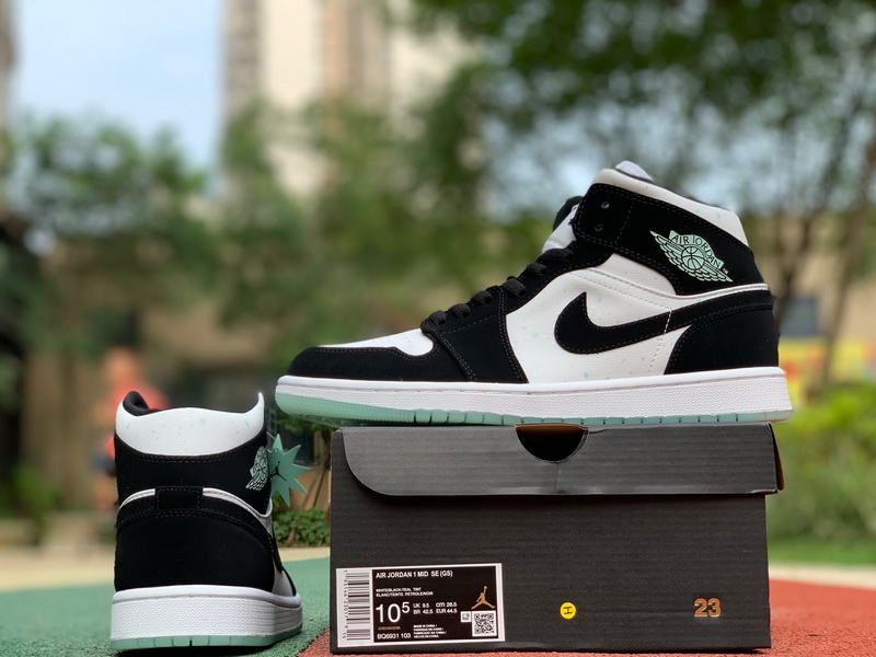 Jordan 1 Mid White Black Teal Tint