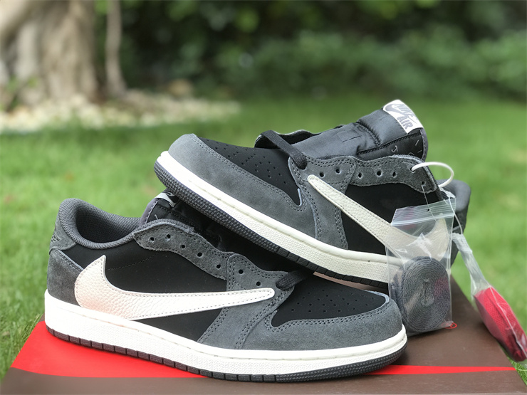 Travis Scott X Air Jordan 1 Low OG Black Gray TS inverted hook