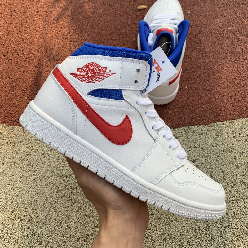 Jordan 1 Mid White Red Royal