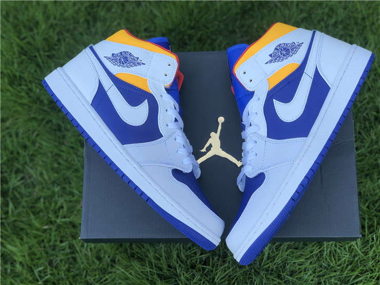 Air Jordan 1 Mid Royal Blue Laser Orange