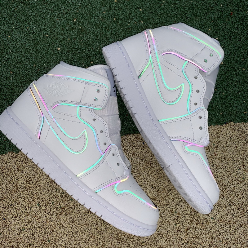 Jordan 1 Mid Iridescent Reflective White