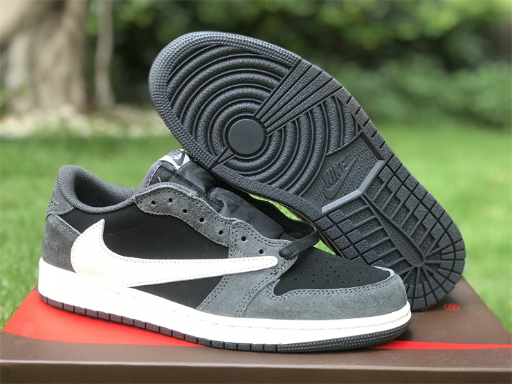 Travis Scott X Air Jordan 1 Low OG Black Gray TS inverted hook