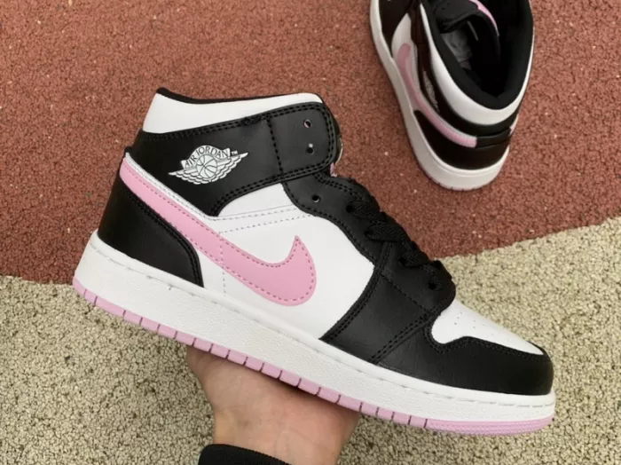 Jordan 1 Mid White Black Light Arctic Pink