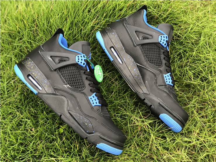 Air Jordan 4 Black Blue Gold