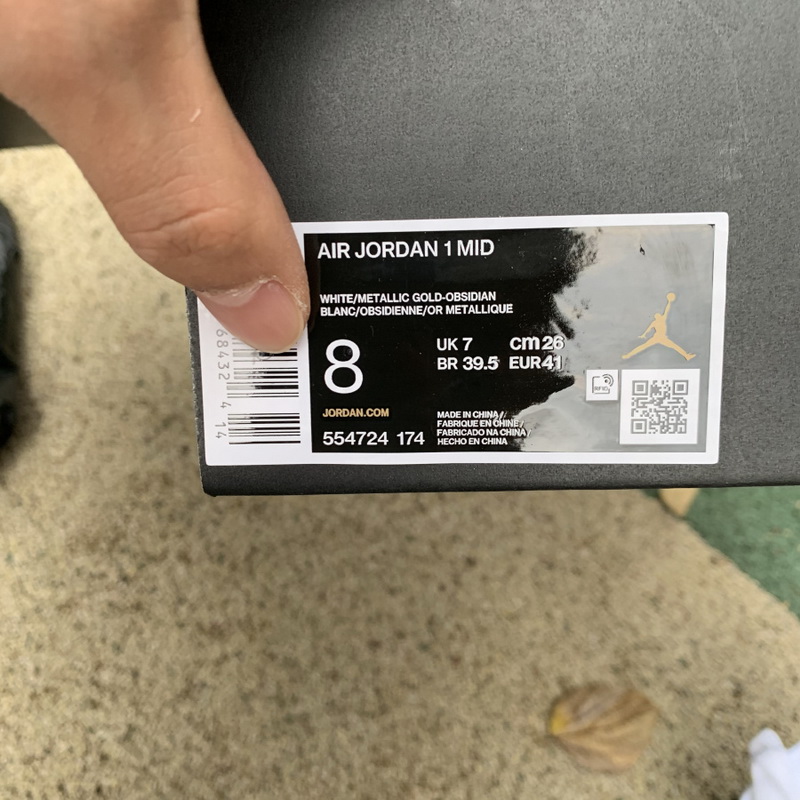 Jordan 1 Mid White Metallic Gold Obsidian