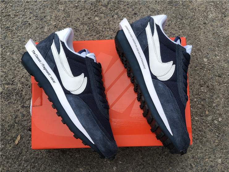 Fragment x Sacai x Nike LD Waffle ''White Navy Blue''