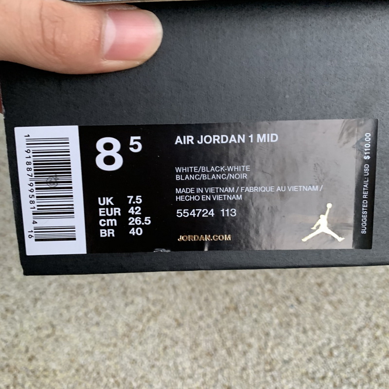 Jordan 1 Mid White Black