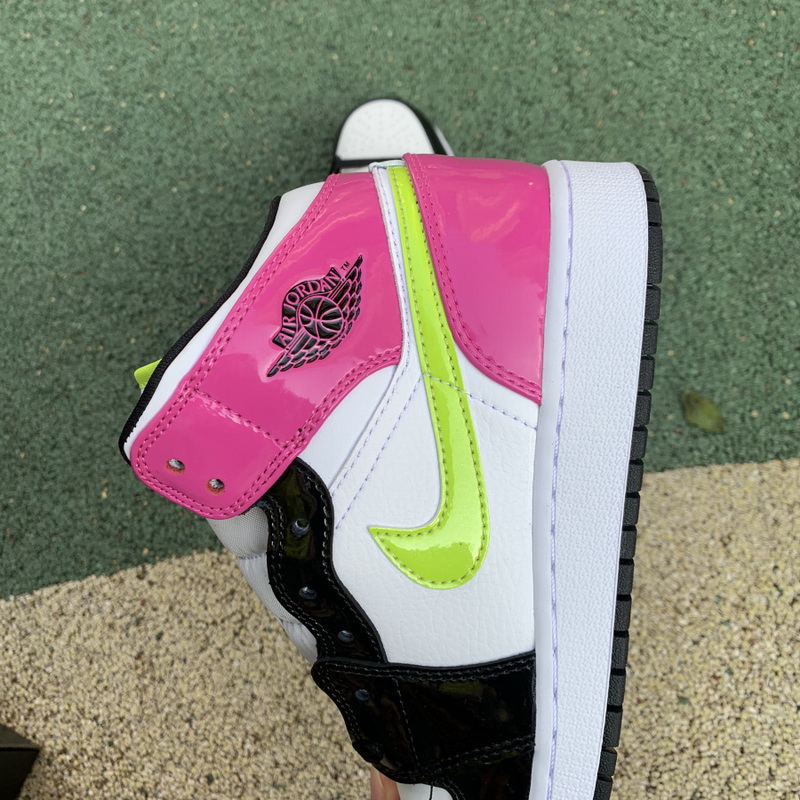 Jordan 1 Mid White Black Cyber Pink GS