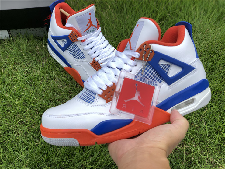 Air Jordan 4 White and Blue Tangerine