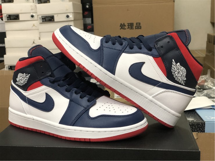 Air Jordan 1 Mid Red White Blue