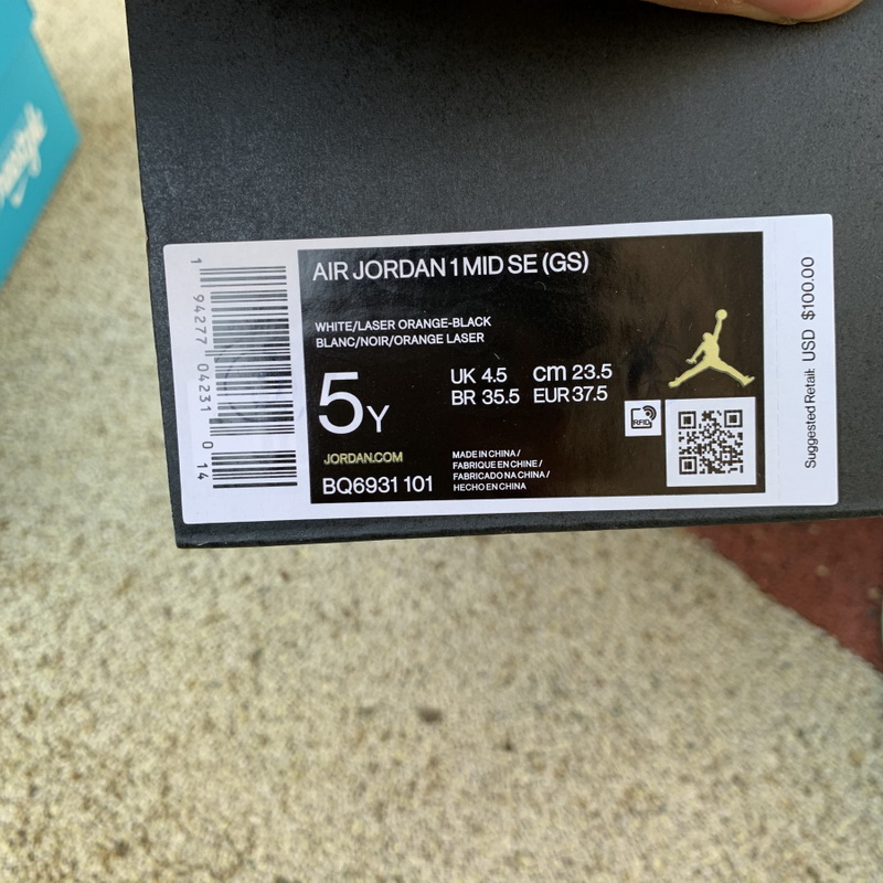 Jordan 1 Mid White Laser Orange Lucky Green