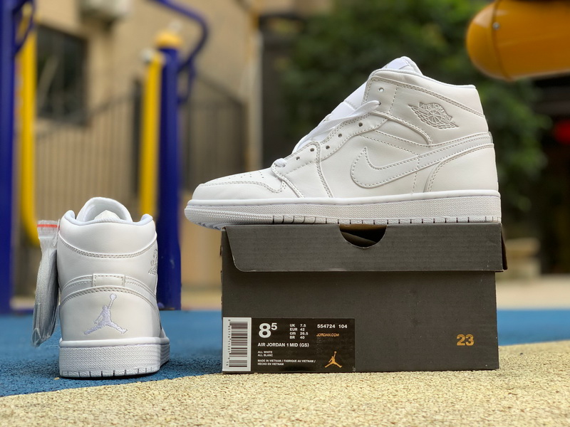 Jordan 1 Mid Triple White