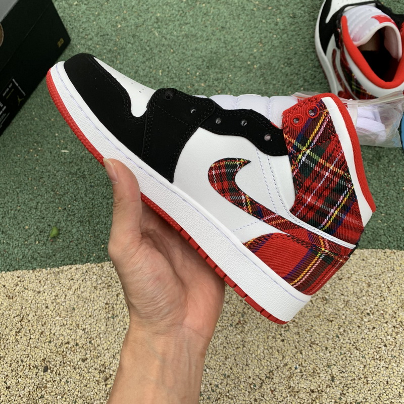 Jordan 1 Mid White Plaid