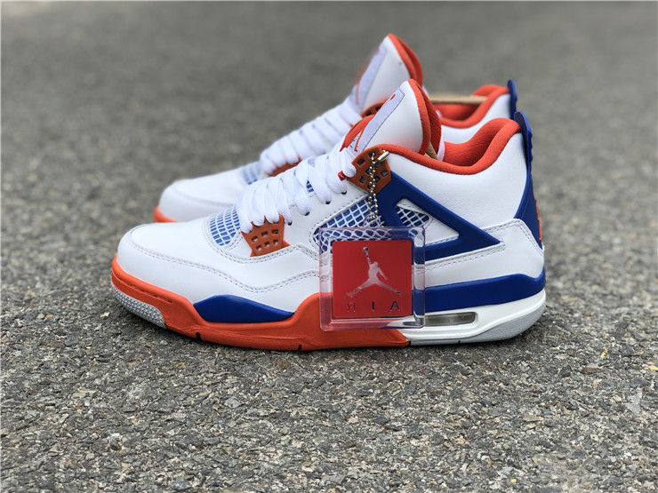 Air Jordan 4 White and Blue Tangerine