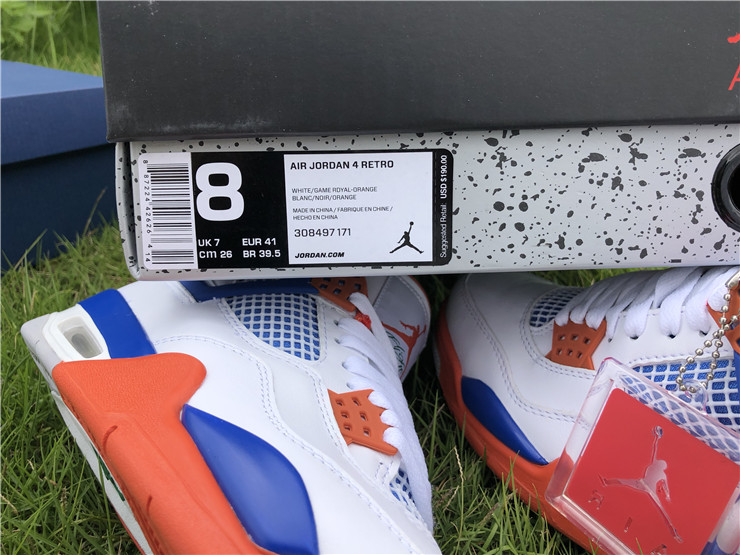 Air Jordan 4 White and Blue Tangerine