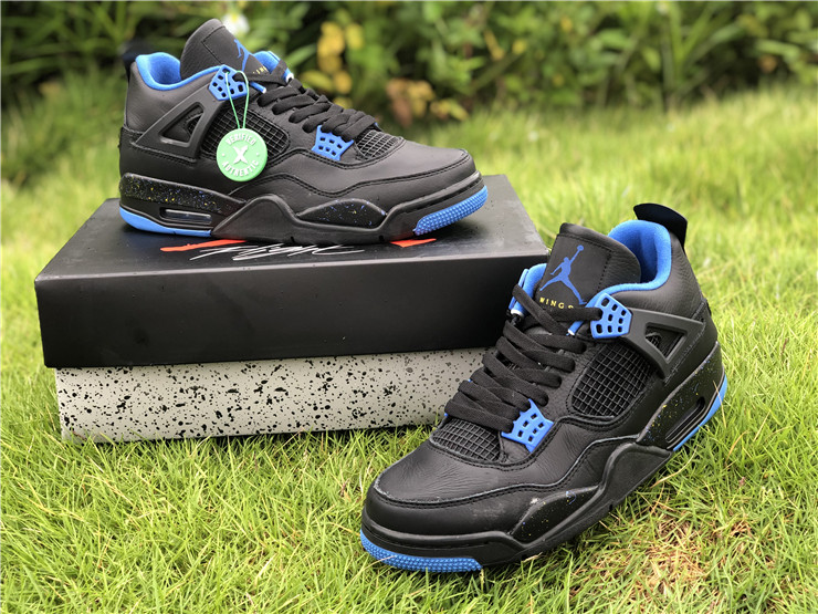 Air Jordan 4 Black Blue Gold