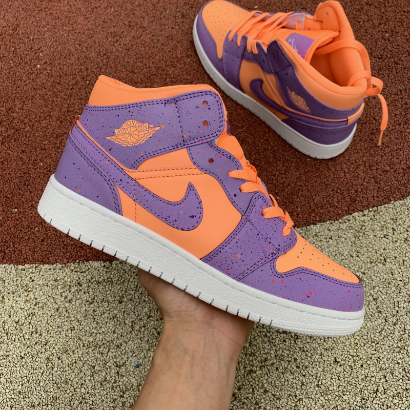 Jordan 1 Mid Paint Splatter Orange Purple