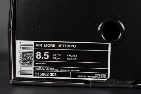 Supreme x Nike Air More Uptempo Varsity Red/White mens