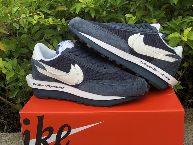 Fragment x Sacai x Nike LD Waffle ''White Navy Blue''