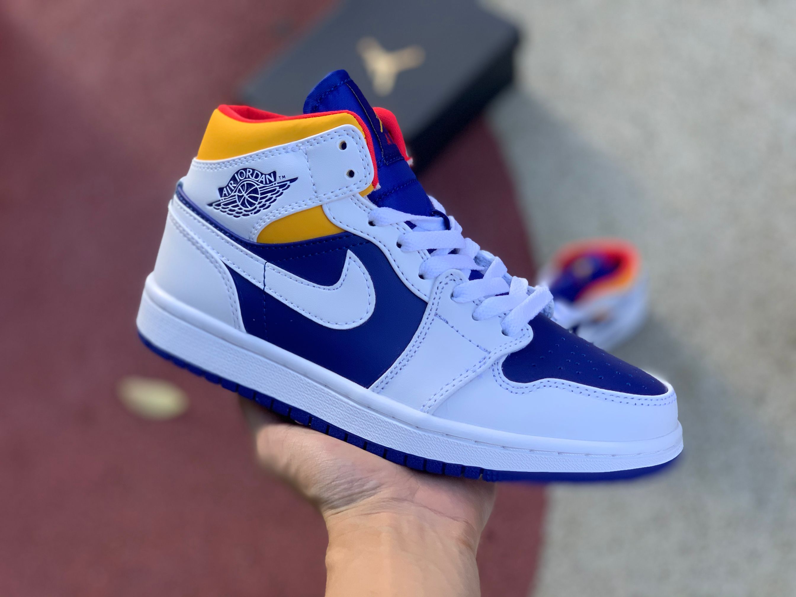 Air Jordan 1 Mid Royal Blue Laser Orange