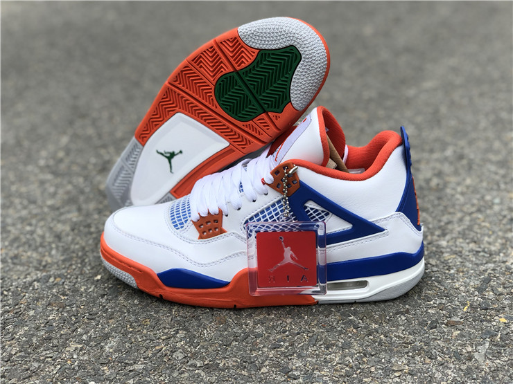 Air Jordan 4 White and Blue Tangerine