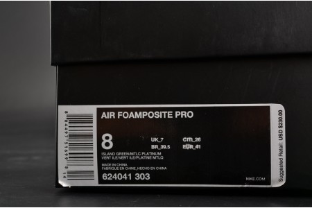 Nike Air Foamposite Pro Island Green Metallic Platinum mens