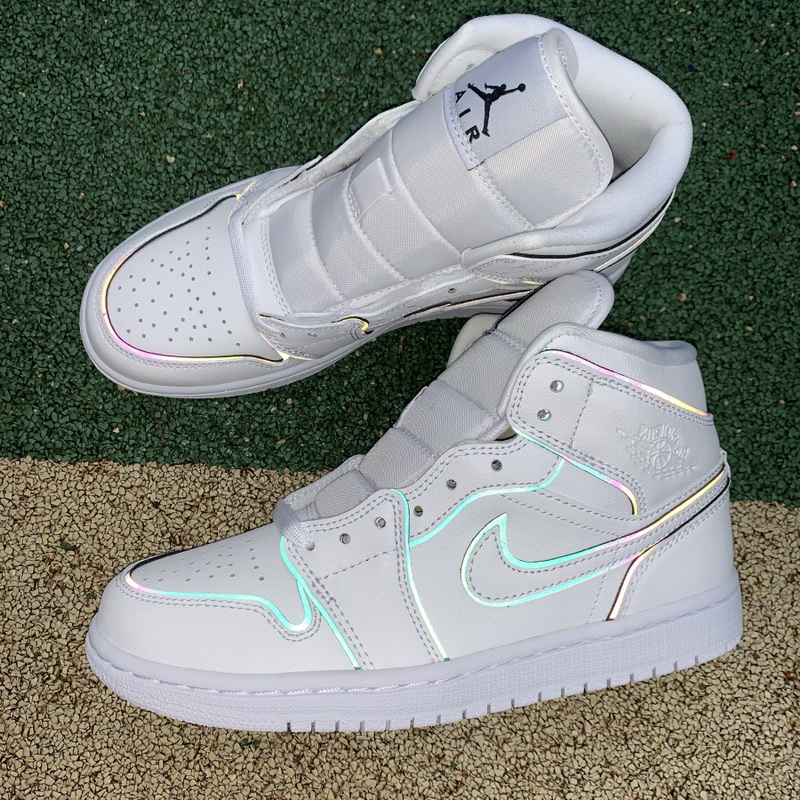 Jordan 1 Mid Iridescent Reflective White