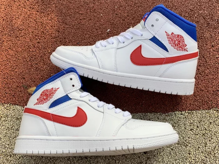 Jordan 1 Mid White Red Royal