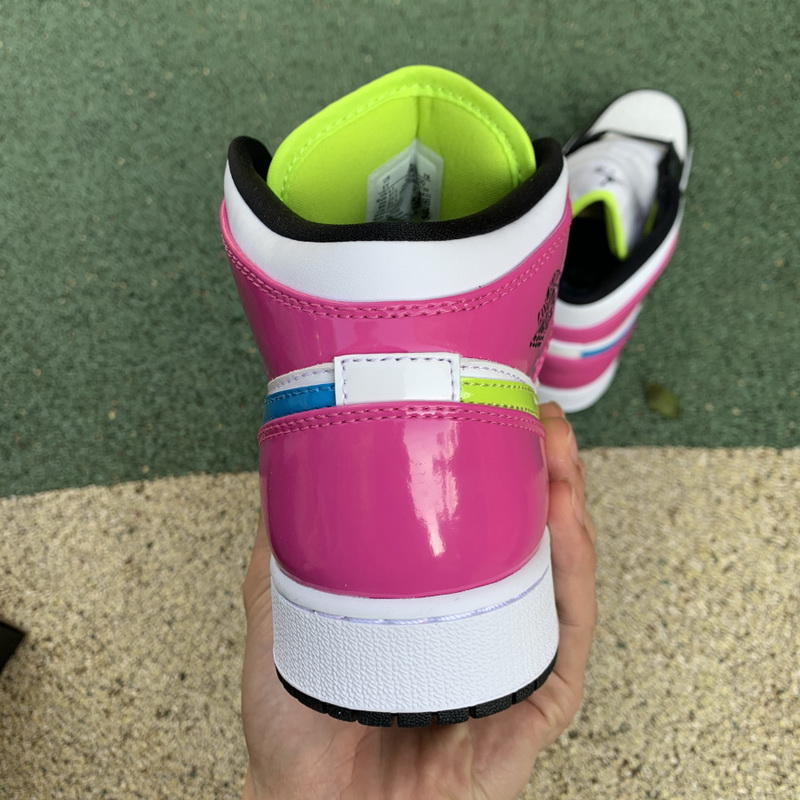 Jordan 1 Mid White Black Cyber Pink GS
