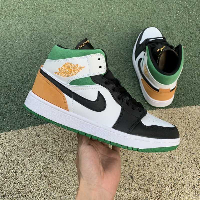 Jordan 1 Mid White Laser Orange Lucky Green