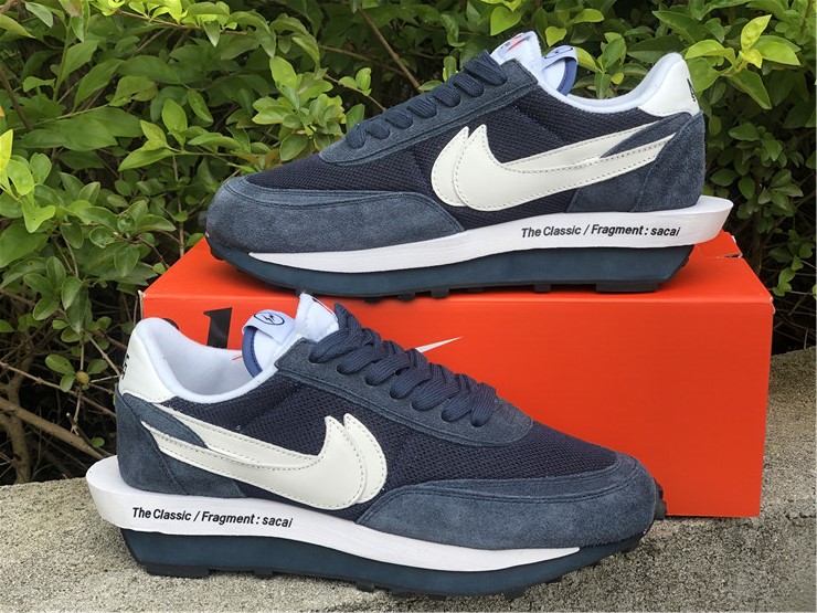Fragment x Sacai x Nike LD Waffle ''White Navy Blue''