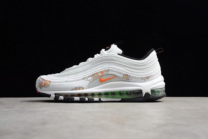 Nike womens Air Max 97 whiteorange flower