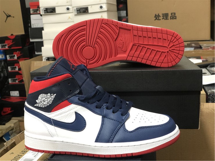 Air Jordan 1 Mid Red White Blue