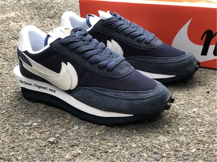 Fragment x Sacai x Nike LD Waffle ''White Navy Blue''