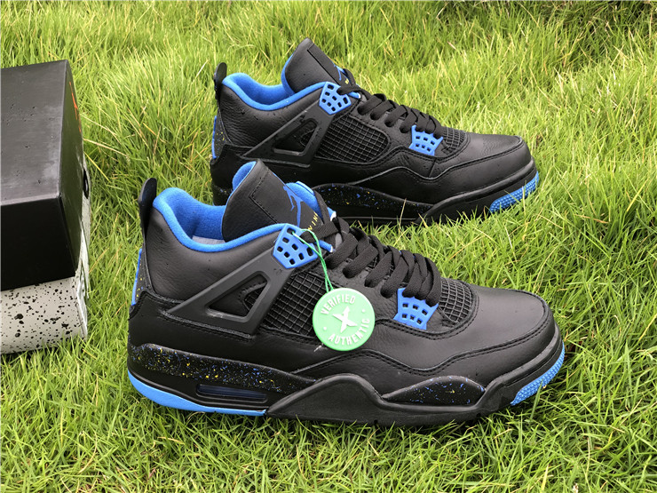 Air Jordan 4 Black Blue Gold