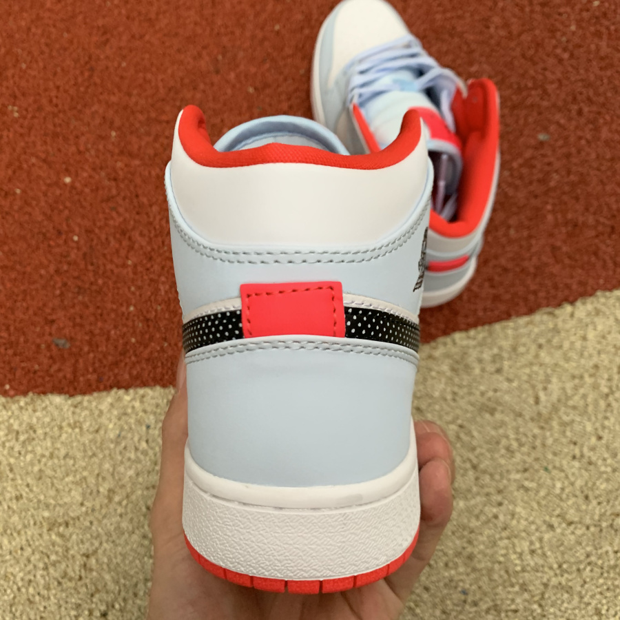 Jordan 1 Mid Half Blue Polka Dot Swoosh