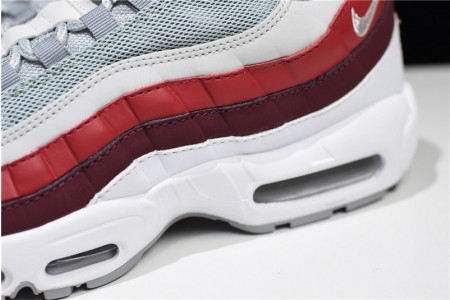 NIKE Air Max 95 Essential Mens White-Grey-Red Running Shoes