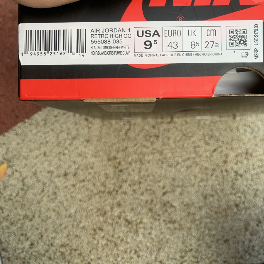 Air Jordan 1 High OG Shadow 2.0 Black and gray shadow