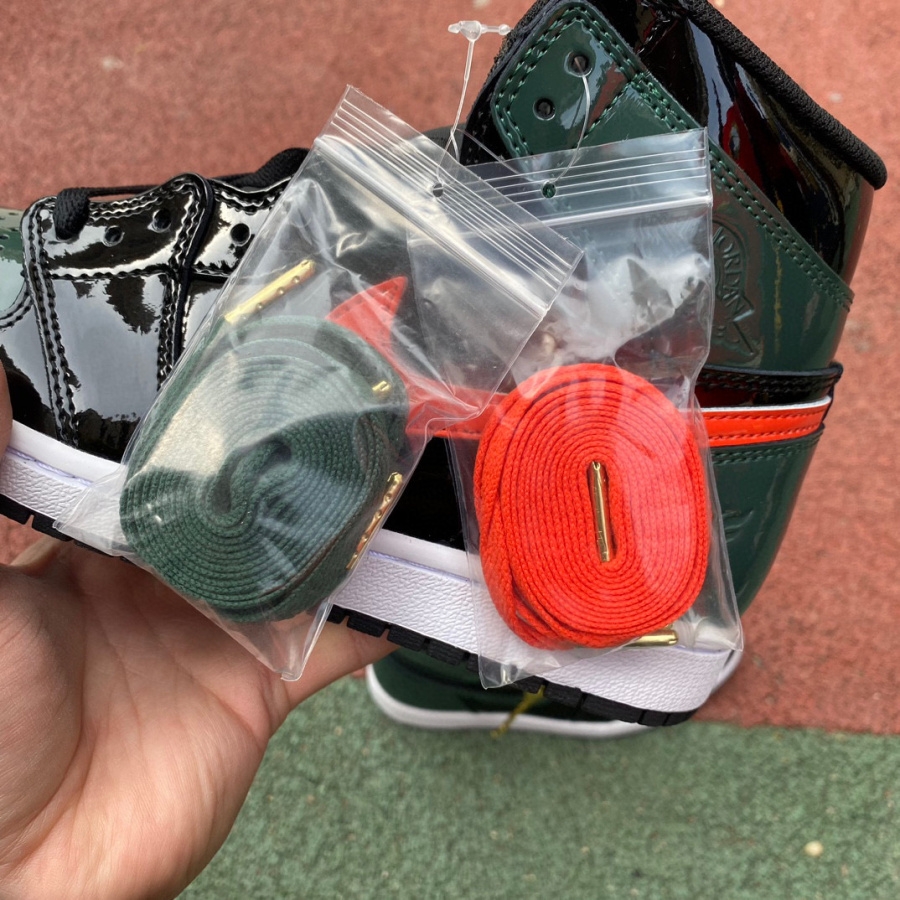 Air Jordan 1 AJ1 solefly Miami Black Green Orange patent leather