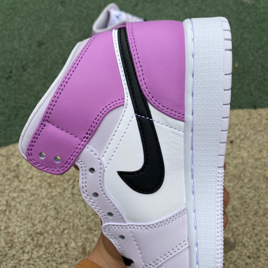 Air Jordan 1 Mid AJ1 GS White Pink Retro Mid-help basketball shoes