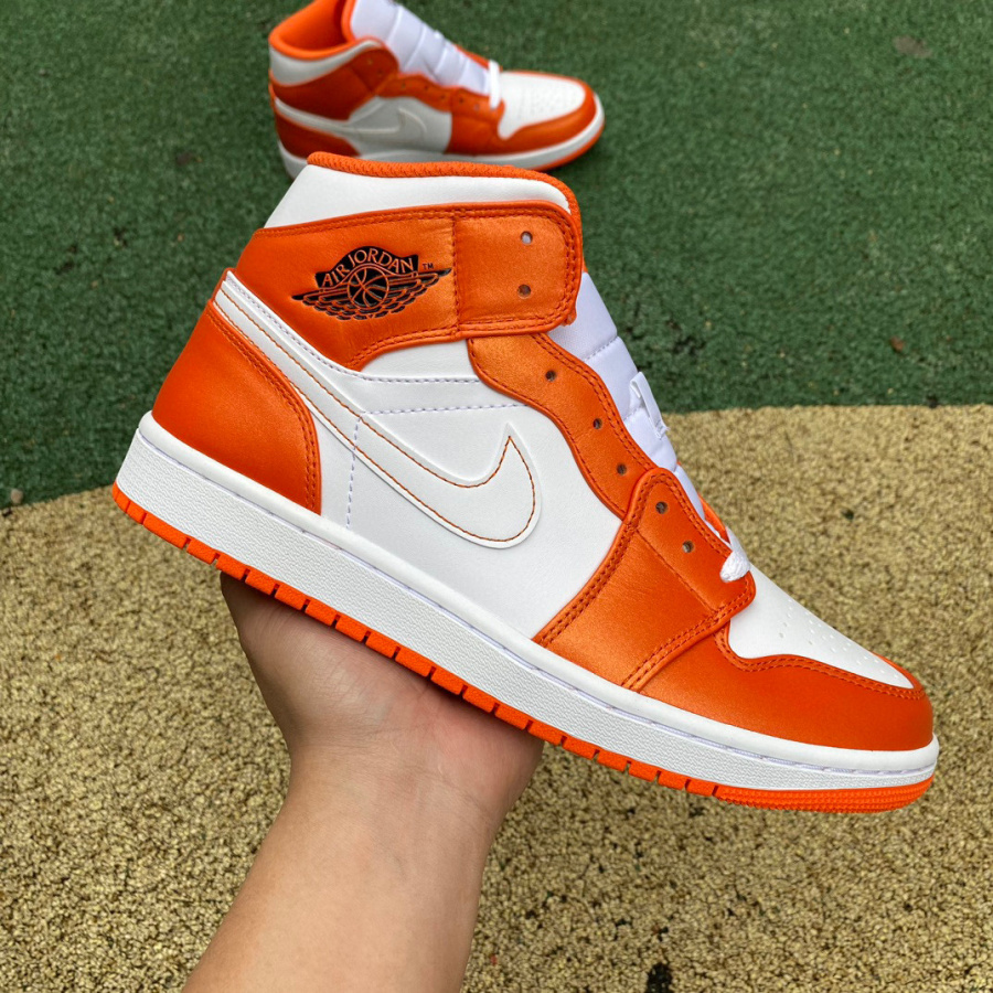 Air Jordan 1 Mid SE AJ1 White Orange Small Buckle broken