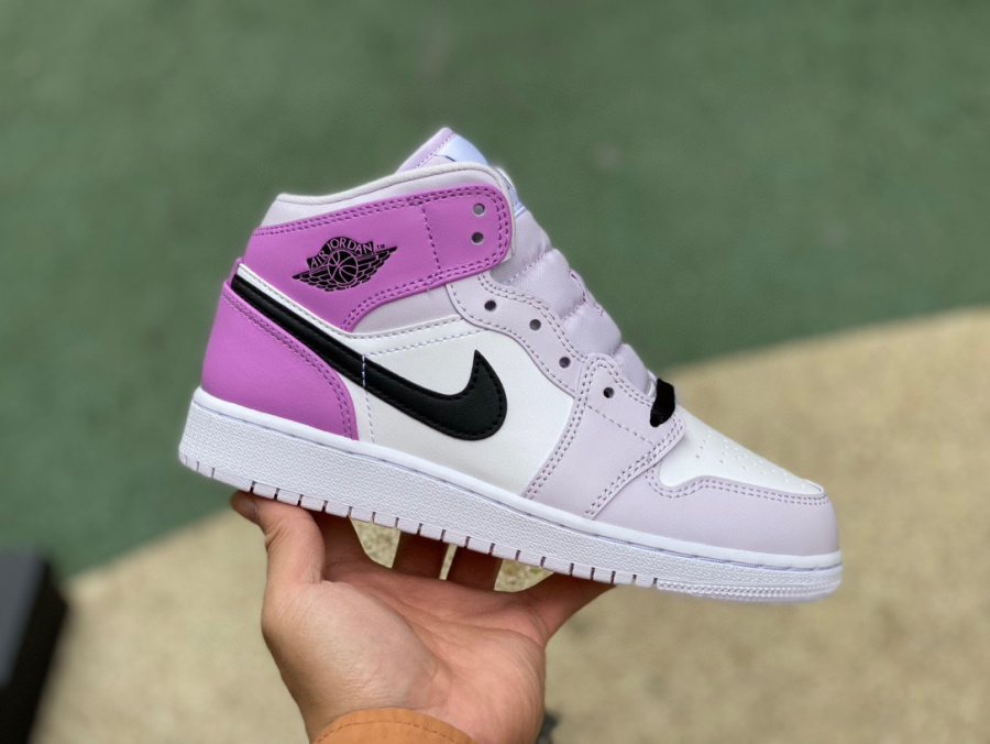 Air Jordan 1 Mid AJ1 GS White Pink Retro Mid-help basketball shoes