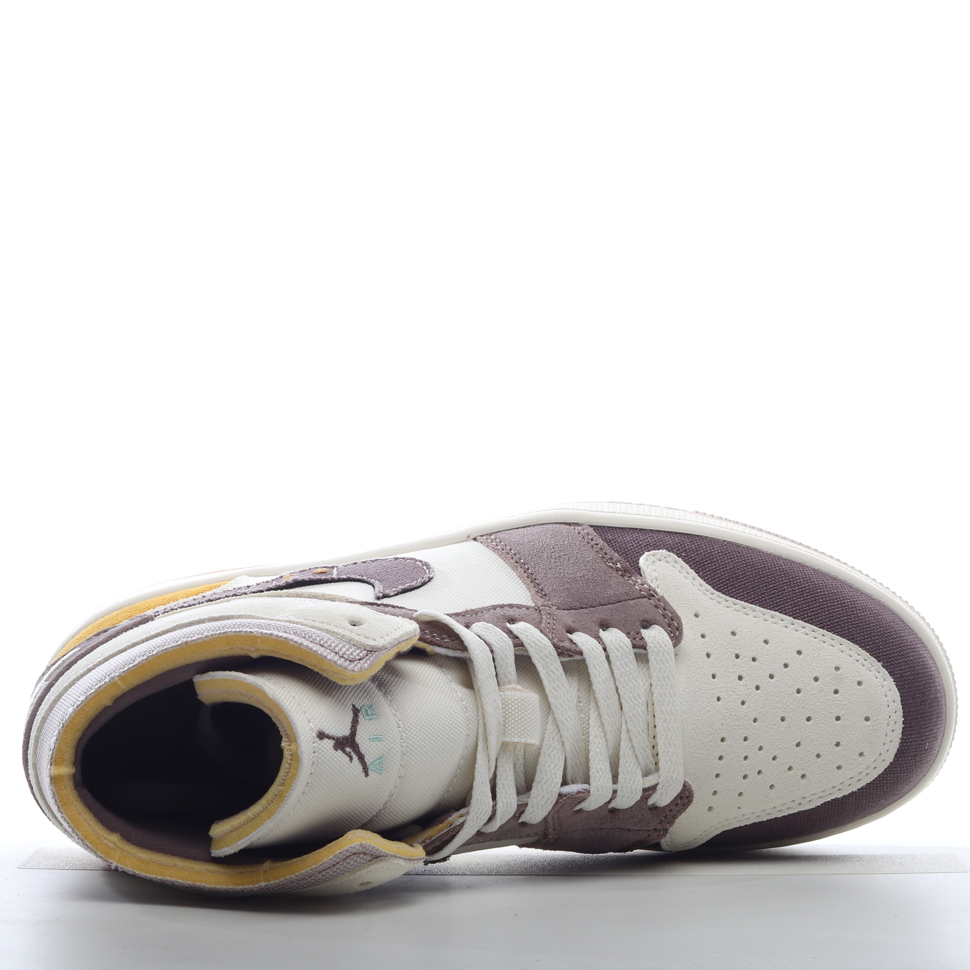 Air Jordan 1 Mid gray yellow splicing