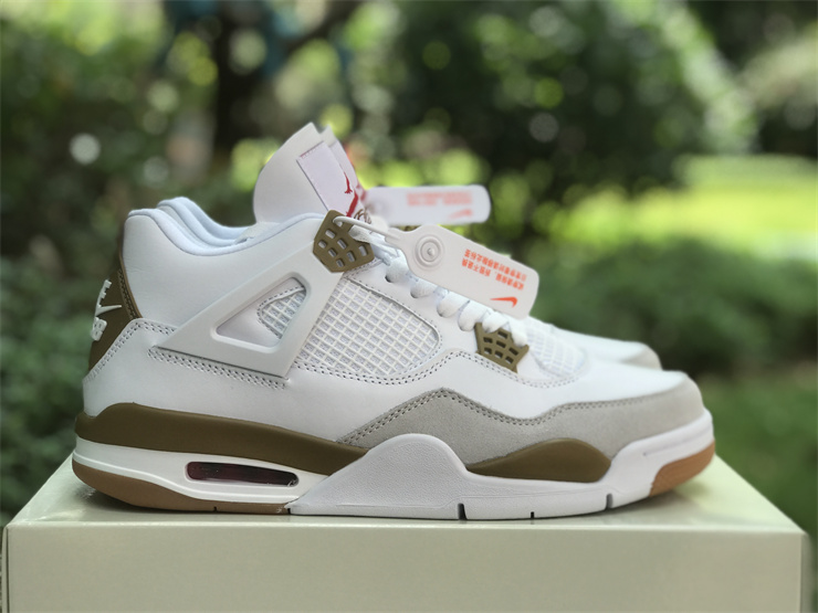 Air Jordan 4 White brown joint model