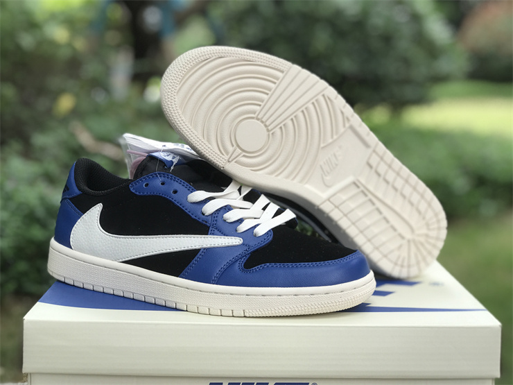 Travis Scott x Air Jordan 1 Low Black and blue reverse hook Low