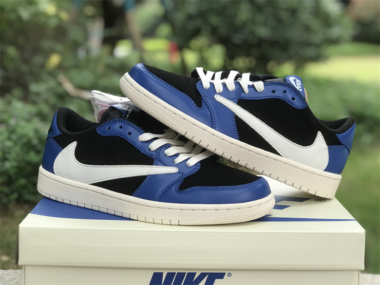 Travis Scott x Air Jordan 1 Low Black and blue reverse hook Low