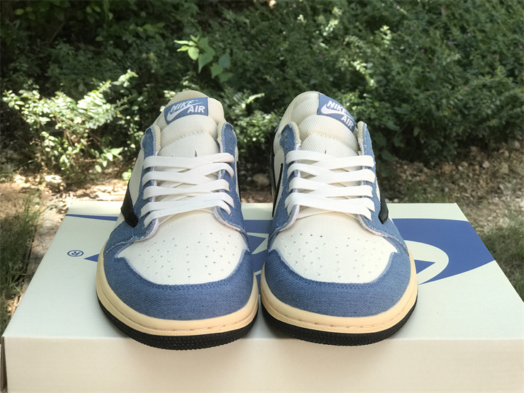 Travis Scott x Air Jordan 1 Reverse hook low-top fabric denim