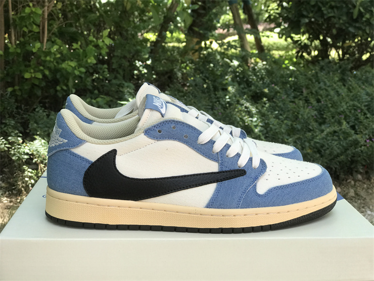 Travis Scott x Air Jordan 1 Reverse hook low-top fabric denim