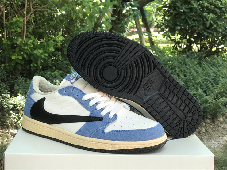 Travis Scott x Air Jordan 1 Reverse hook low-top fabric denim