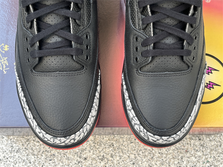 Air Jordan 3 Black and orange rainbow smiling face